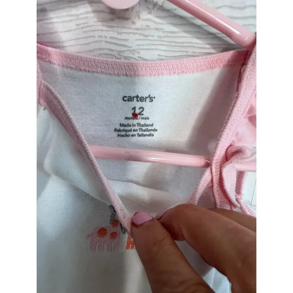 Baby girl onesies bodysuits lot of 3 pink, green, white Size 12 months